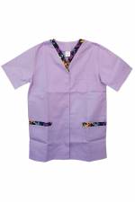 Bluza personal medical cu contrast f mov deschis capse V