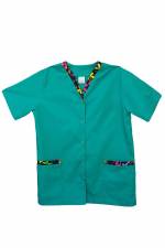 Bluza personal medical cu contrast f verde capse V